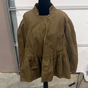 Dries Van Noten Olive to Brown Peplum Utility Jacket